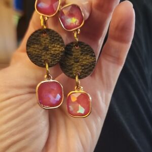 Chic Gold and Pink Drop Earrings